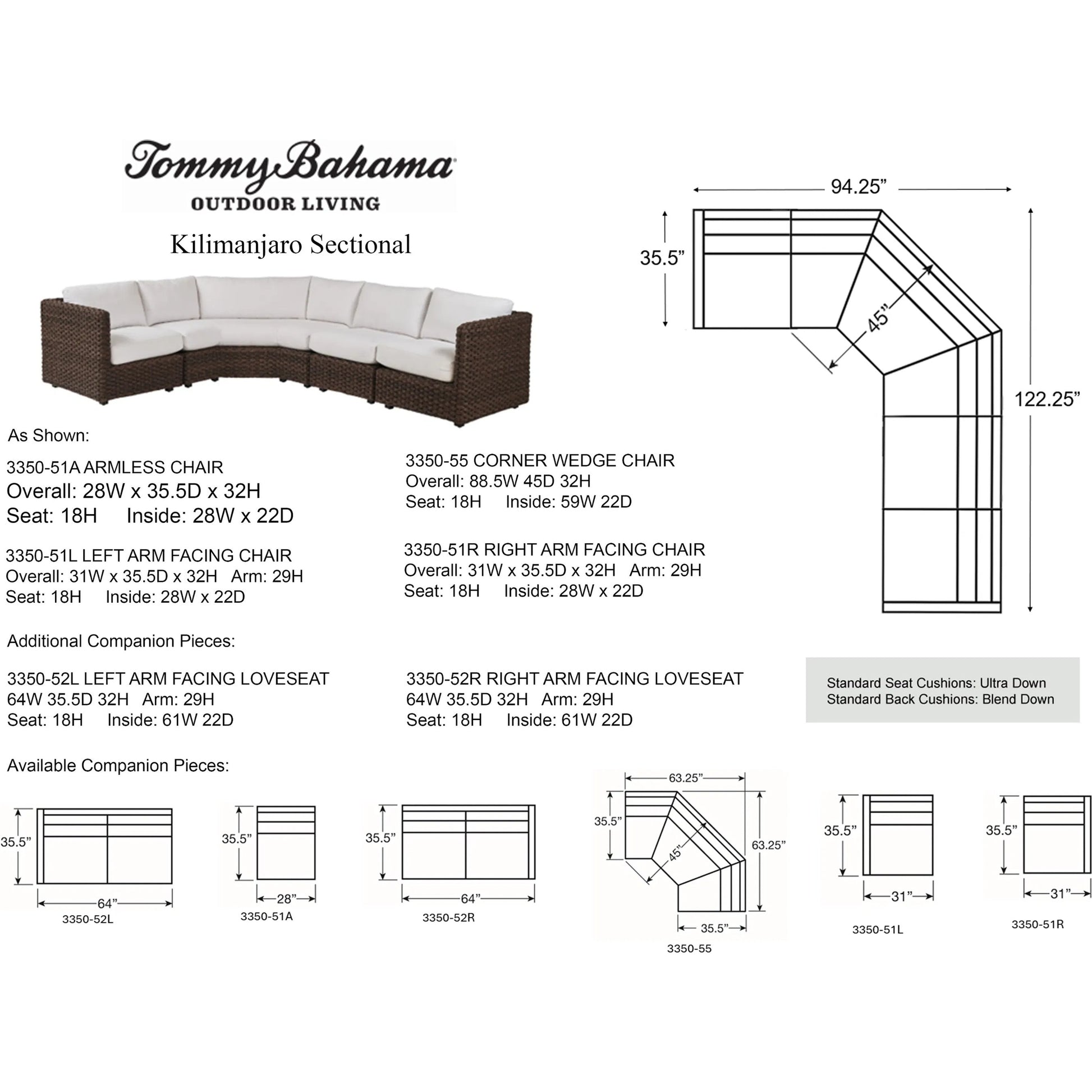Kilimanjaro Sectional Sofa by Tommy Bahama Outdoor in tobacco. Made from unique in a unique style.