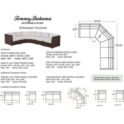 Kilimanjaro Sectional Sofa by Tommy Bahama Outdoor in tobacco. Made from unique in a unique style.