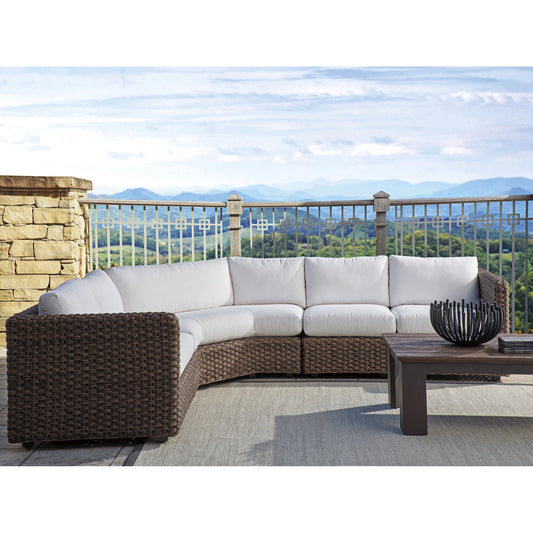 Kilimanjaro Sectional Sofa by Tommy Bahama Outdoor in tobacco. Made from unique in a rustic style.