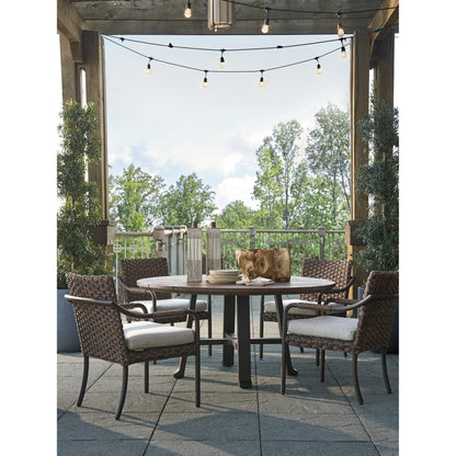 Kilimanjaro Round Dining Table by Tommy Bahama Outdoor in tobacco. Made from unique in a rustic style.