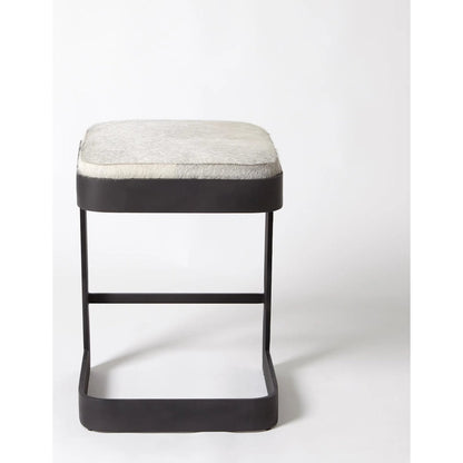 Regan Low Bar Stool with Grey Hair by Global Views. Made from iron in a modern style.