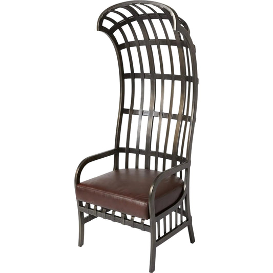 Cascade Chair by Global Views in grey. Made from leather in a unique style.