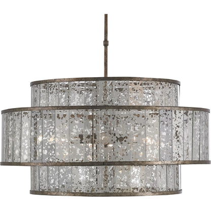 Fantine Chandelier by Currey and Company. Made from wrought iron, glass in a traditional style.