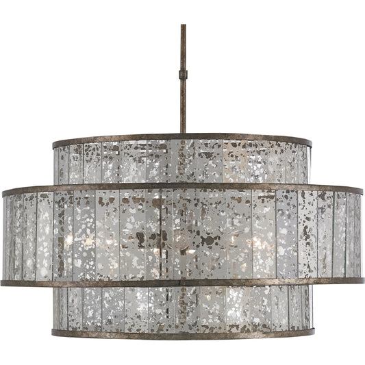 Fantine Chandelier by Currey and Company. Made from wrought iron, glass in a traditional style.