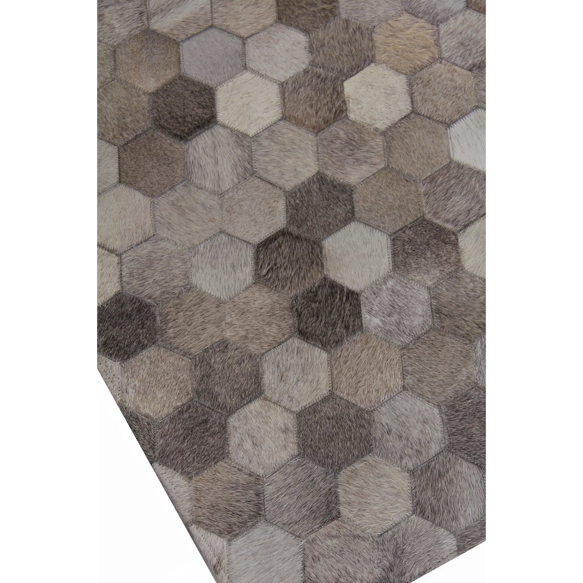 Natural Hide Rug IX by Exquisite Rugs in dark gray, multi. Made from leather hide in a unique style.