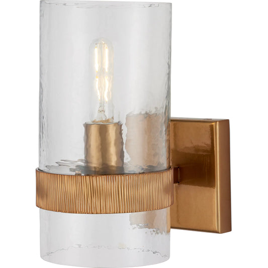 Sudeley Wall Sconce by Currey and Company in clear, satin brass. Made from glass, metal in a transitional style.