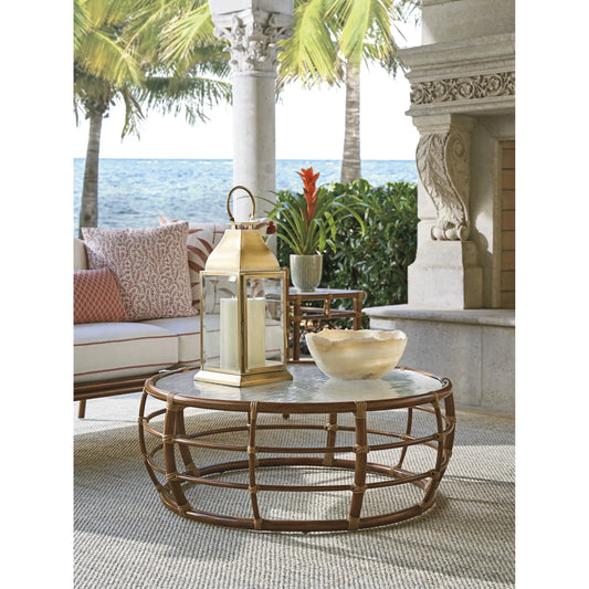 Sandpiper Bay Round Cocktail Table by Tommy Bahama Outdoor in natural. Made from unique in a rustic style.