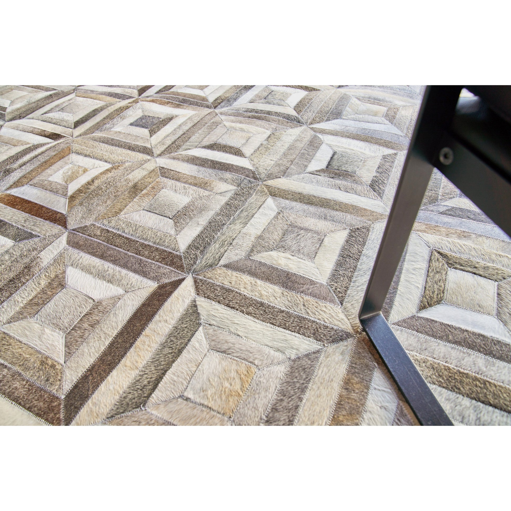 Natural Hide Rug by Exquisite Rugs in brown, silver. Made from leather hide in a unique style.