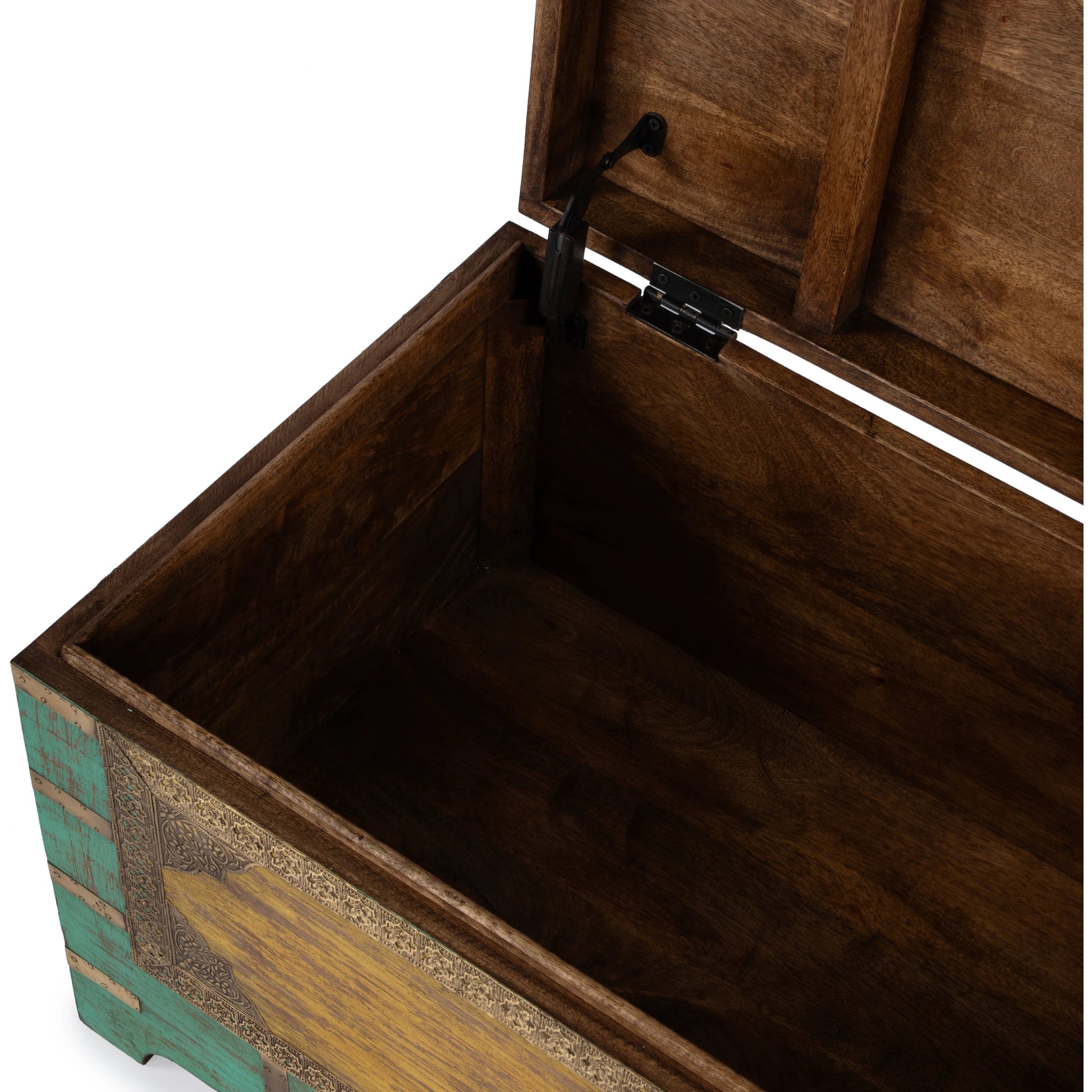Nador Coffee Table by Butler Specialty Company. Made from mango wood solids, brass fittings in a modern style.