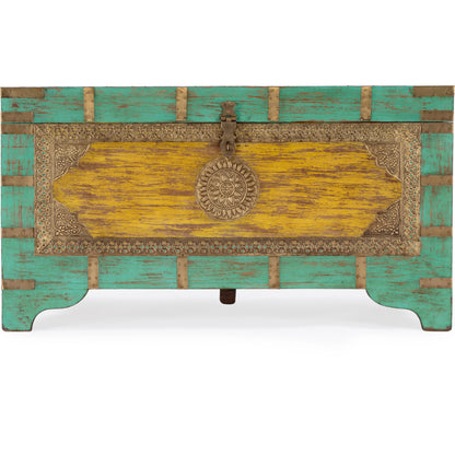 Nador Coffee Table by Butler Specialty Company. Made from mango wood solids, brass fittings in a modern style.