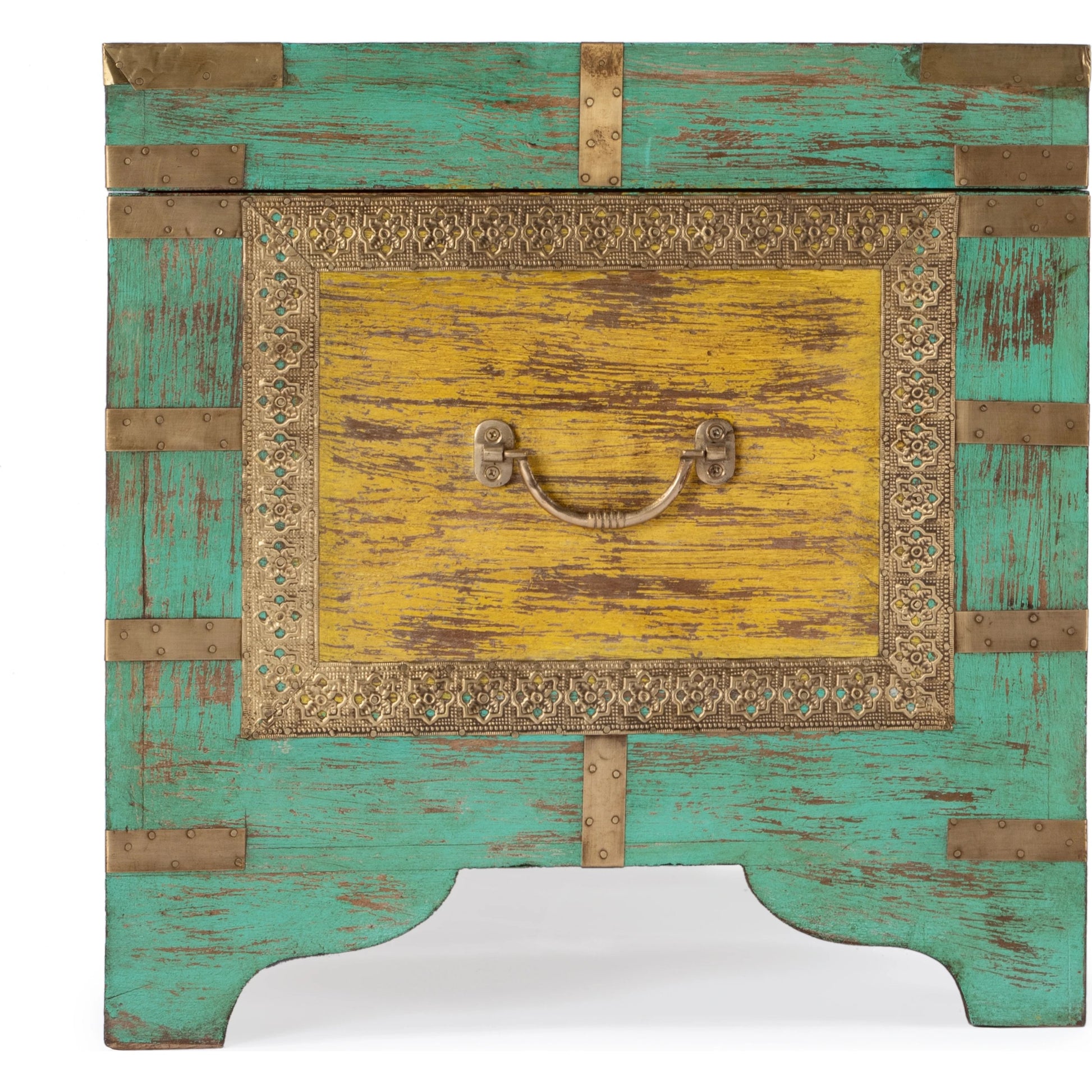 Nador Coffee Table by Butler Specialty Company. Made from mango wood solids, brass fittings in a modern style.