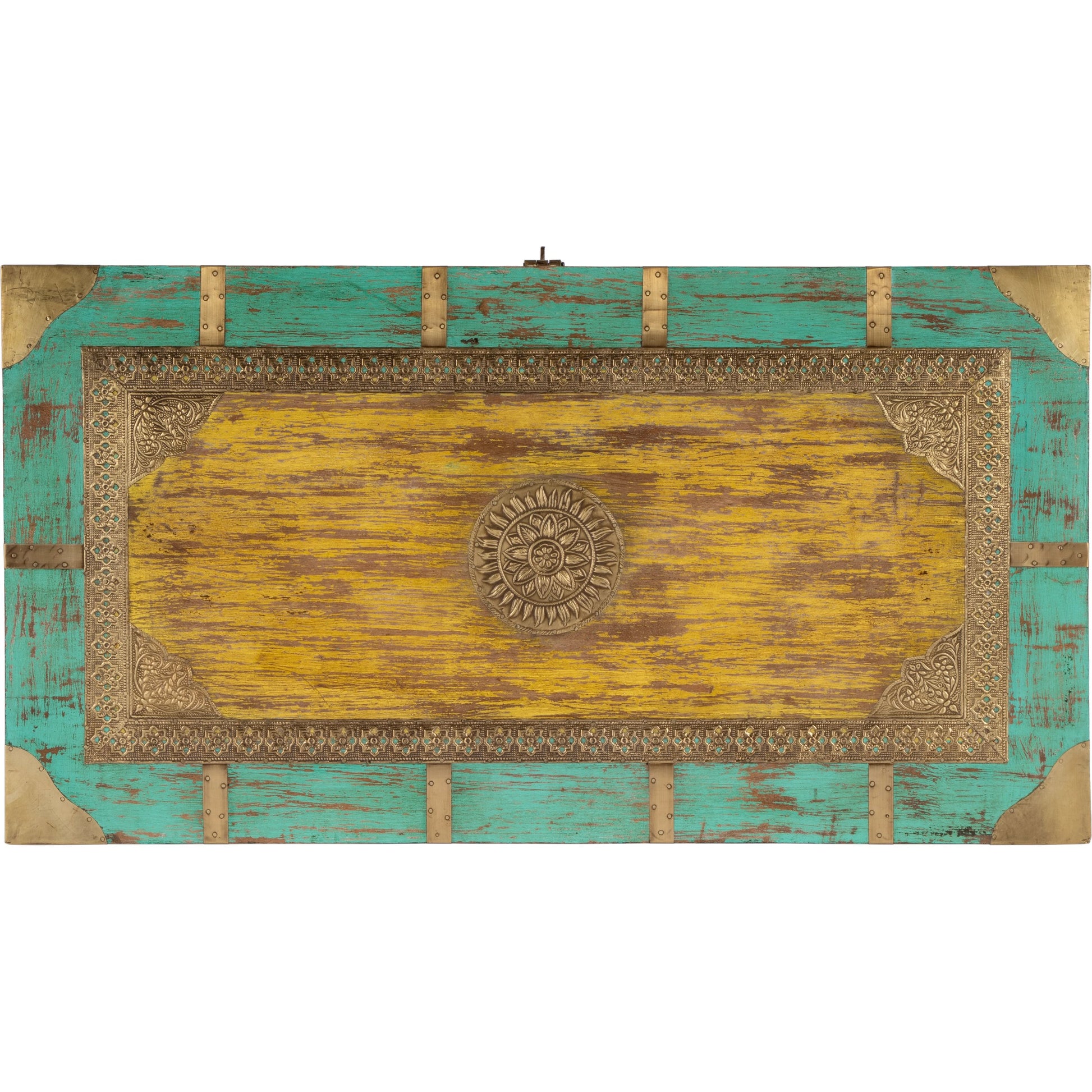 Nador Coffee Table by Butler Specialty Company. Made from mango wood solids, brass fittings in a modern style.