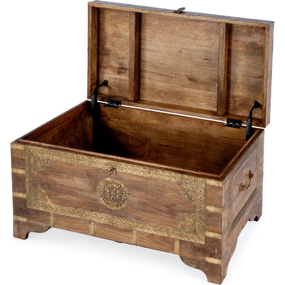 Nador Coffee Table by Butler Specialty Company. Made from mango wood solids, brass fittings in a modern style.