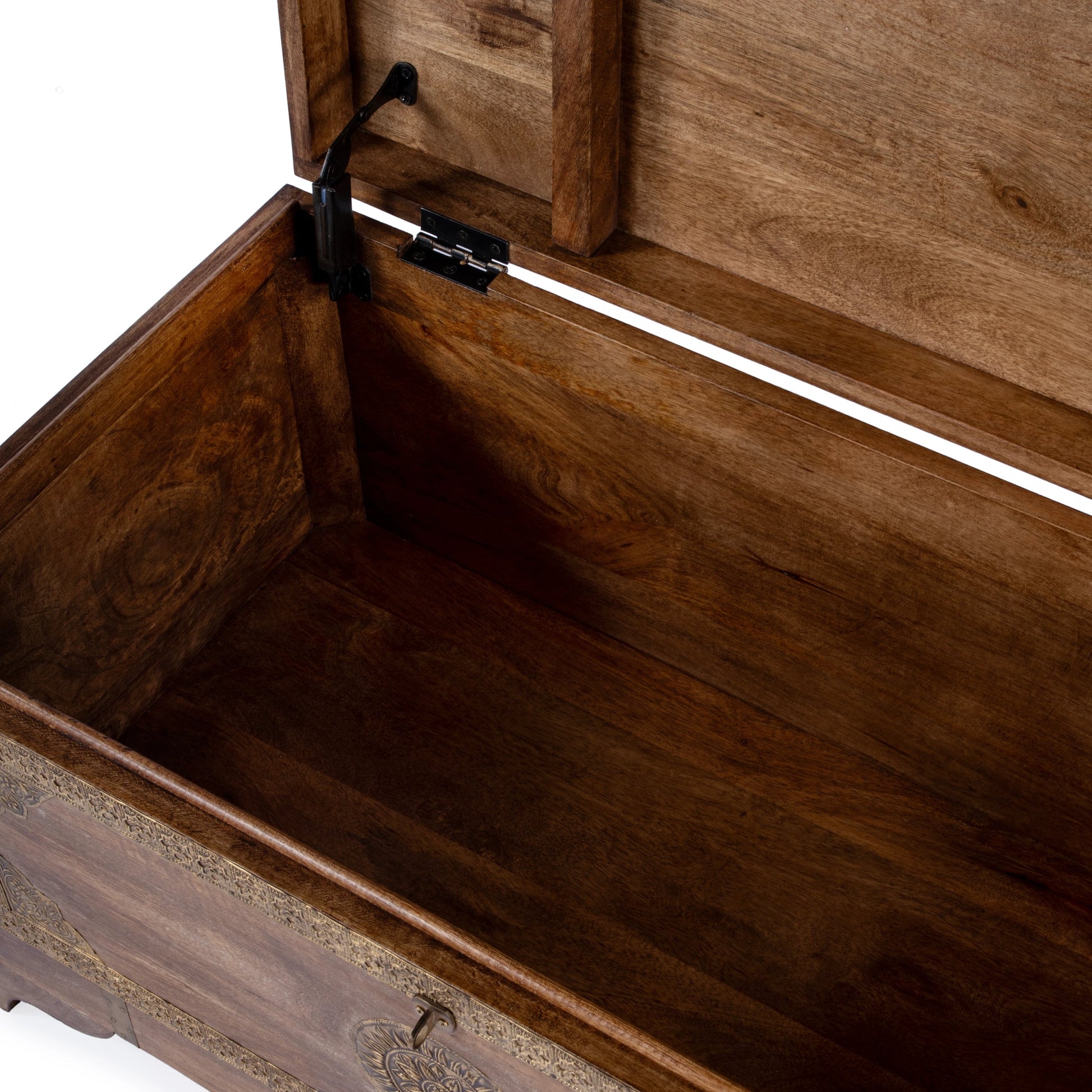 Nador Coffee Table by Butler Specialty Company. Made from mango wood solids, brass fittings in a modern style.
