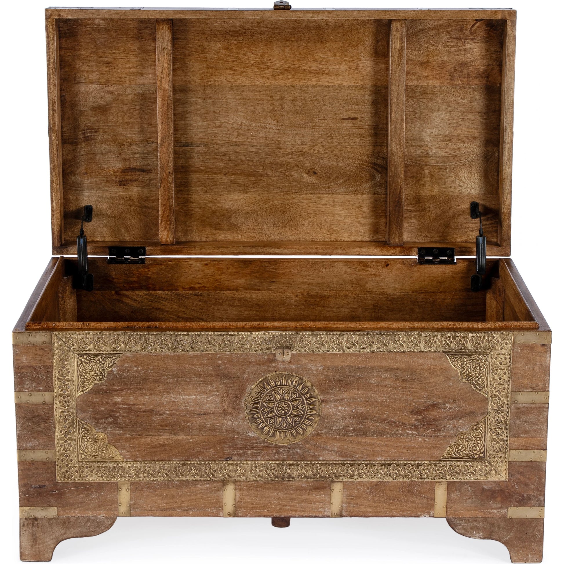Nador Coffee Table by Butler Specialty Company. Made from mango wood solids, brass fittings in a modern style.