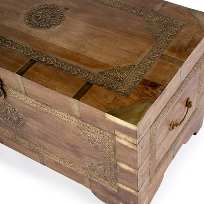 Nador Coffee Table by Butler Specialty Company. Made from mango wood solids, brass fittings in a modern style.