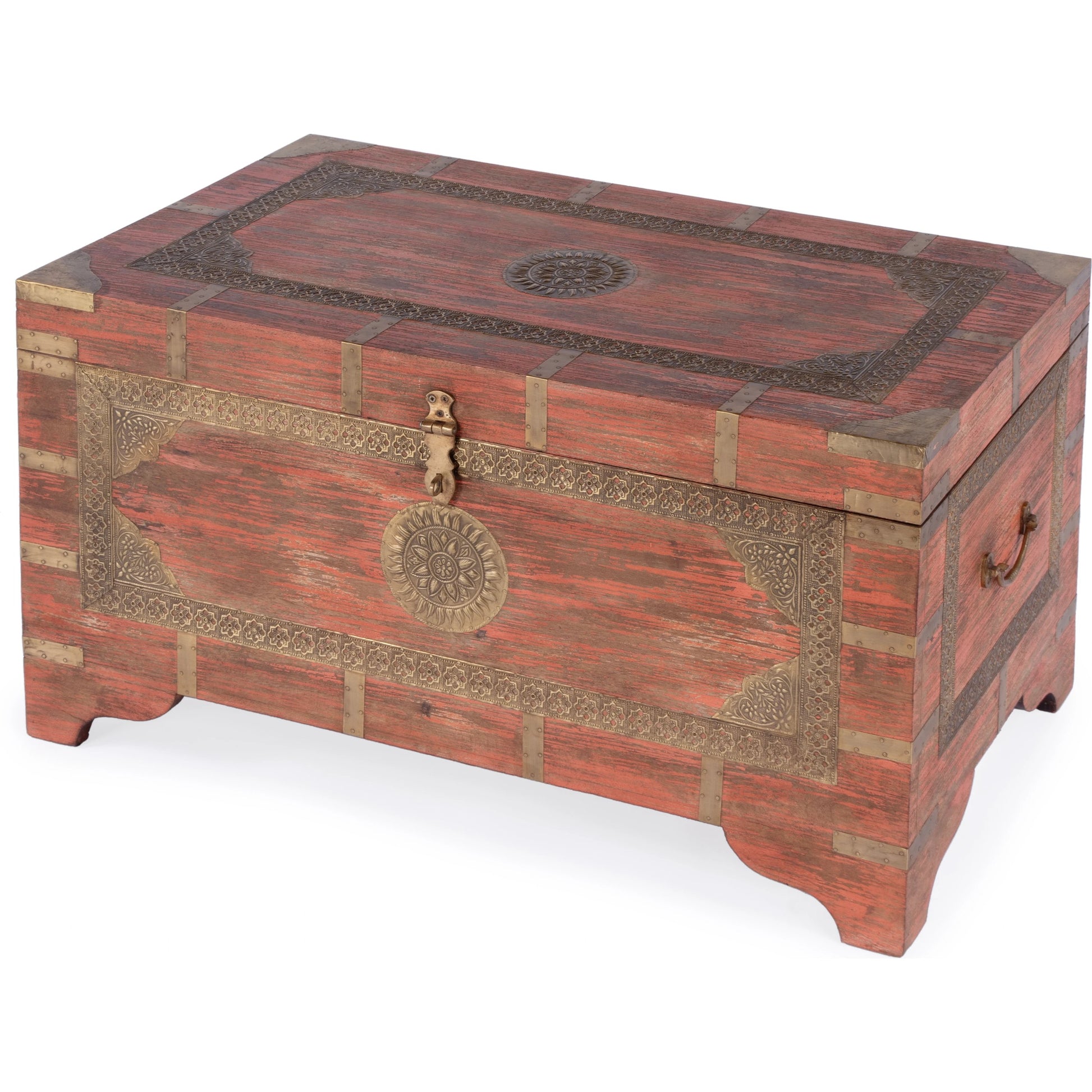 Nador Coffee Table by Butler Specialty Company. Made from mango wood solids, brass fittings in a modern style.