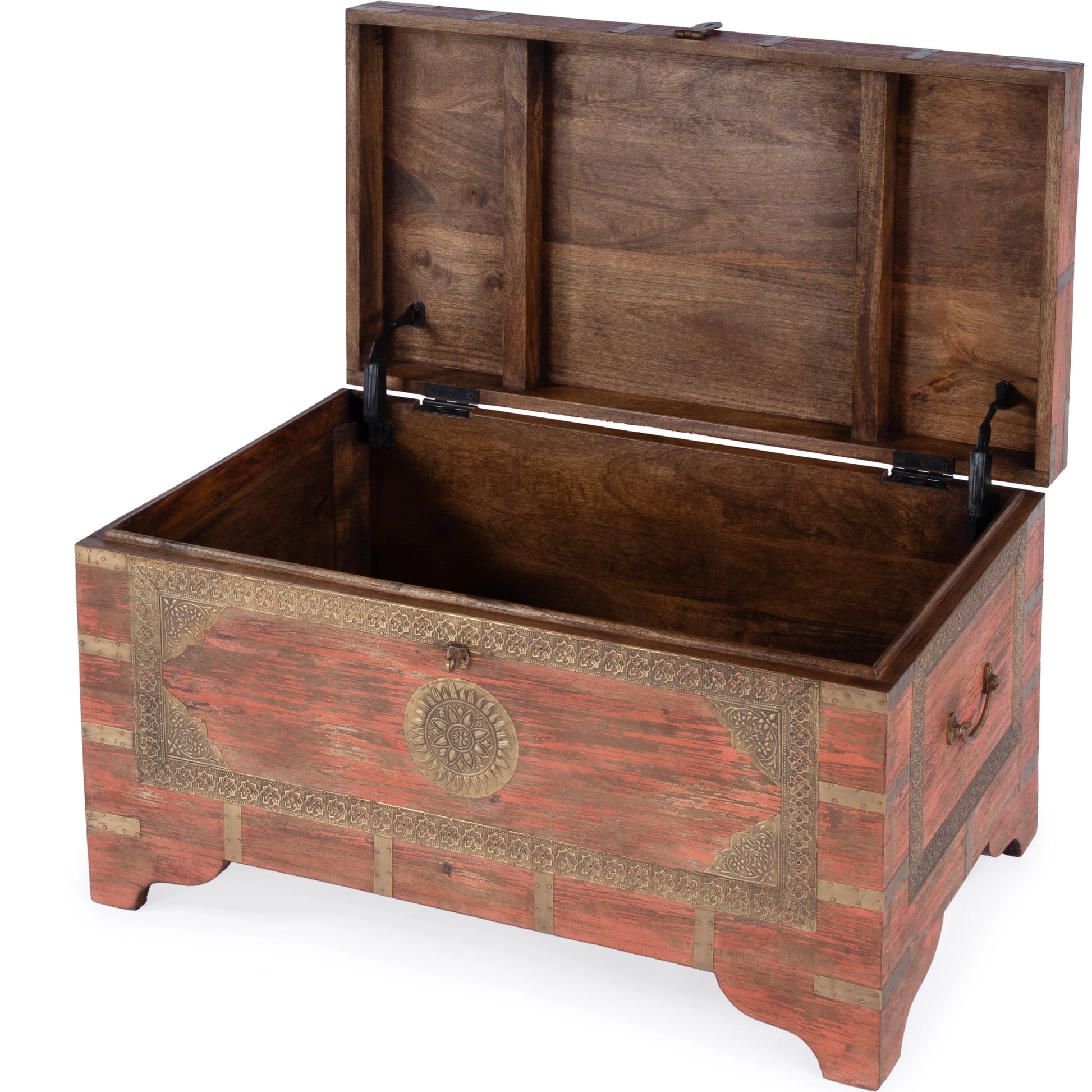 Nador Coffee Table by Butler Specialty Company. Made from mango wood solids, brass fittings in a modern style.