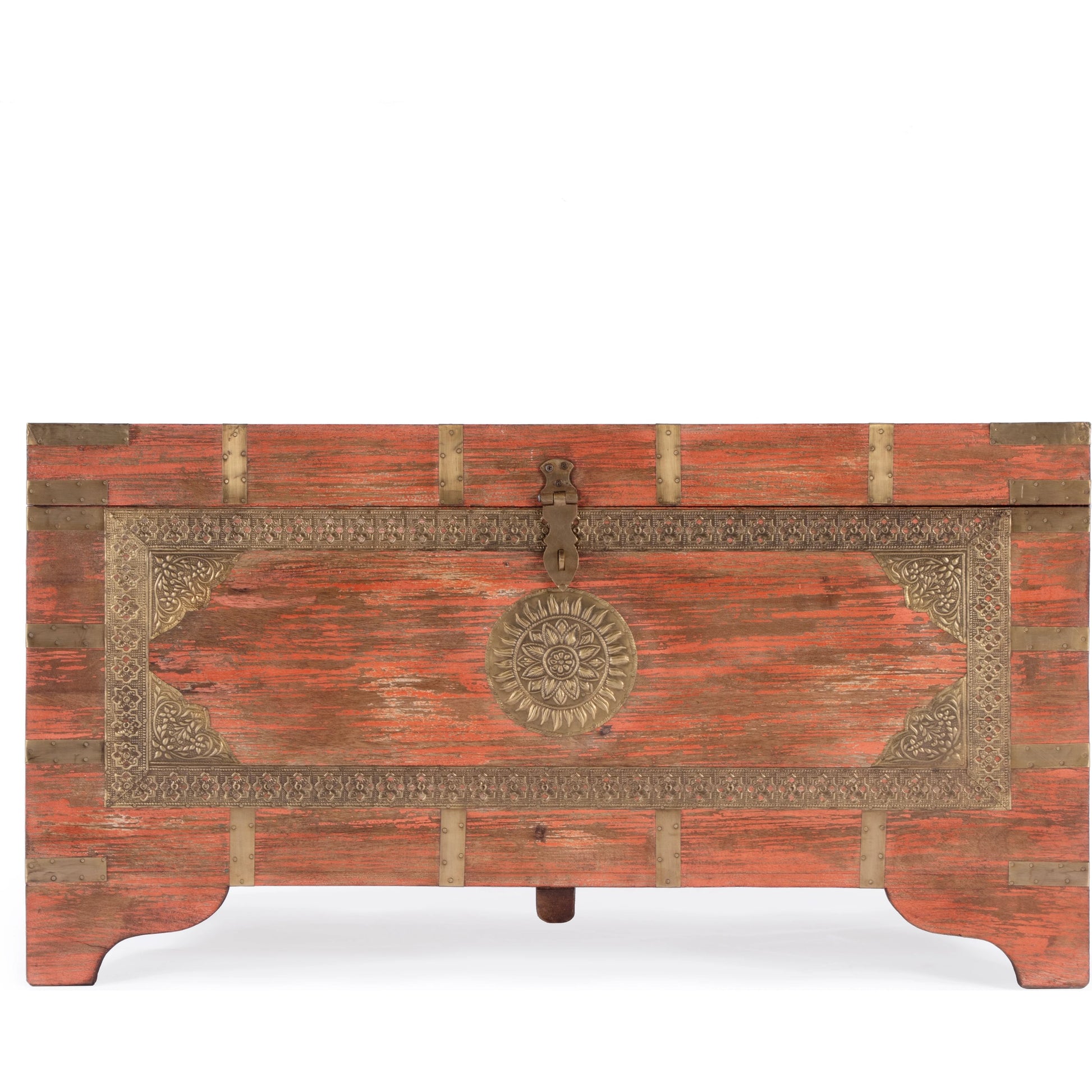 Nador Coffee Table by Butler Specialty Company. Made from mango wood solids, brass fittings in a modern style.