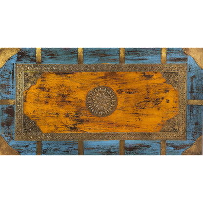 Nador Painted Brass Inlay Storage Trunk by Butler Specialty Company in assorted and artifacts. Made from wood, brass fitting in a modern style.