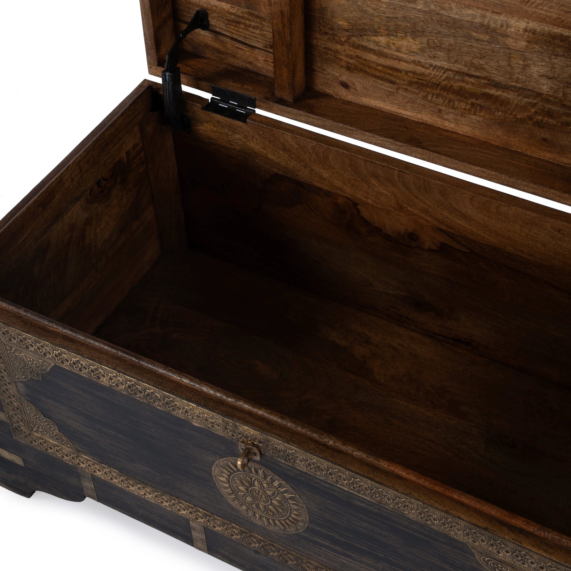 Nador Coffee Table by Butler Specialty Company. Made from mango wood solids, brass fittings in a modern style.