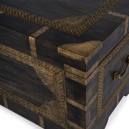 Nador Coffee Table by Butler Specialty Company. Made from mango wood solids, brass fittings in a modern style.