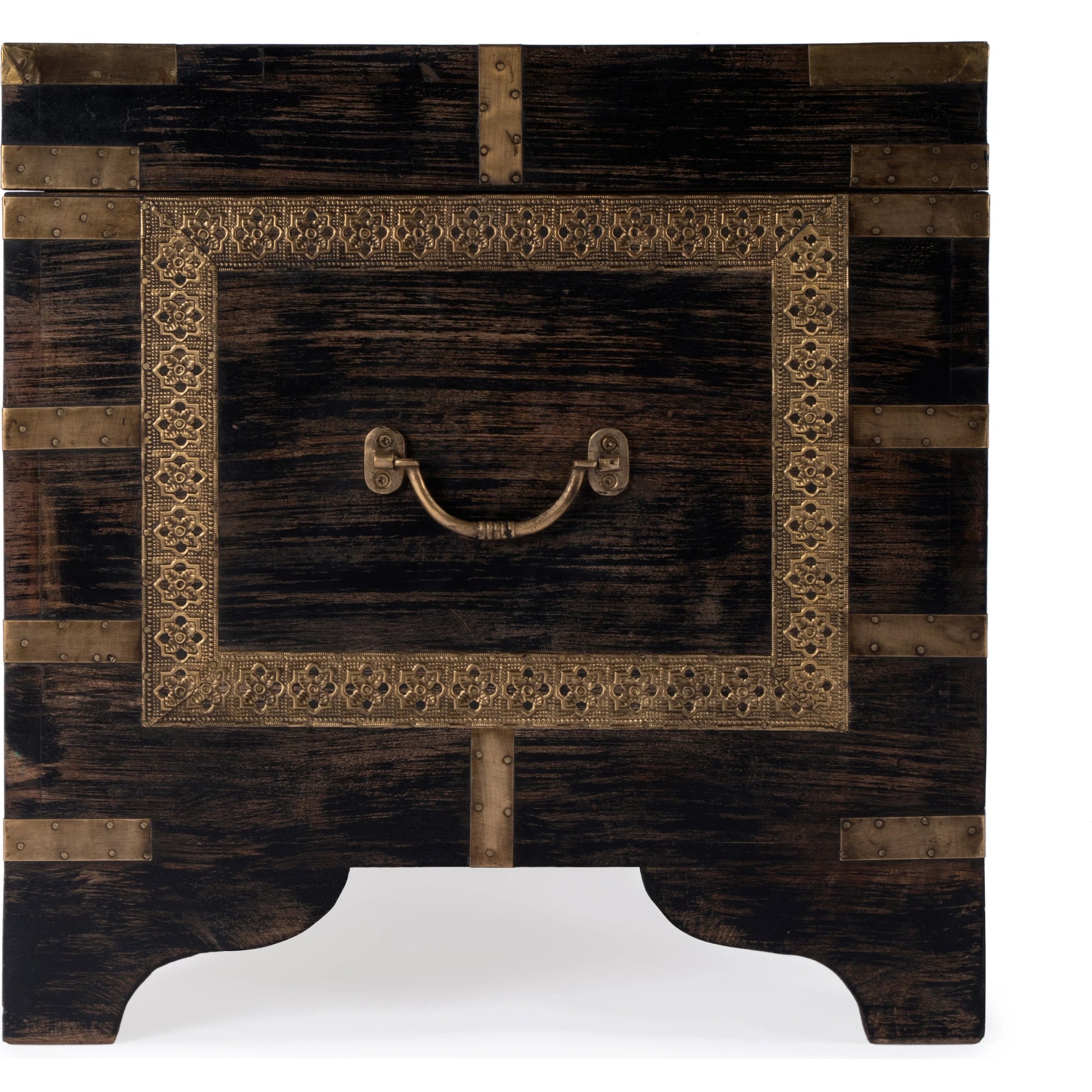 Nador Coffee Table by Butler Specialty Company. Made from mango wood solids, brass fittings in a modern style.