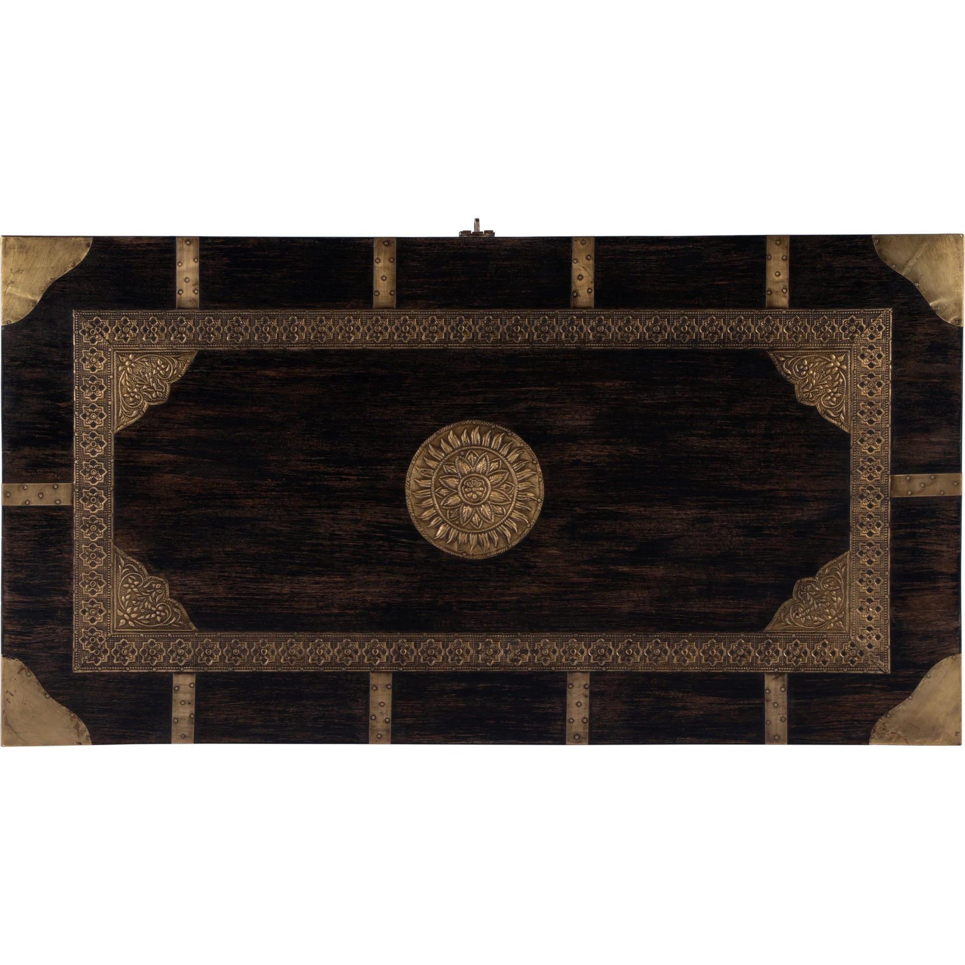 Nador Coffee Table by Butler Specialty Company. Made from mango wood solids, brass fittings in a modern style.
