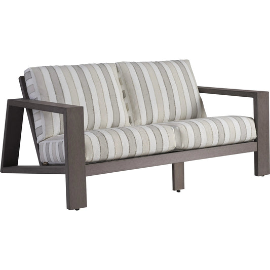 Mozambique Outdoor Striped Love Seat by Tommy Bahama Outdoor in taupe gray. Made from unique in a unique style.