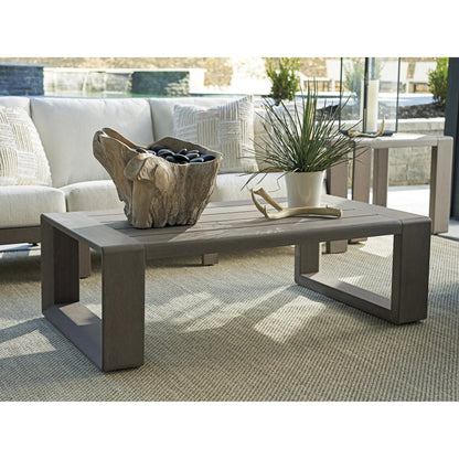 Mozambique Rectangular Cocktail Table by Tommy Bahama Outdoor in taupe gray. Made from unique in a transitional style.