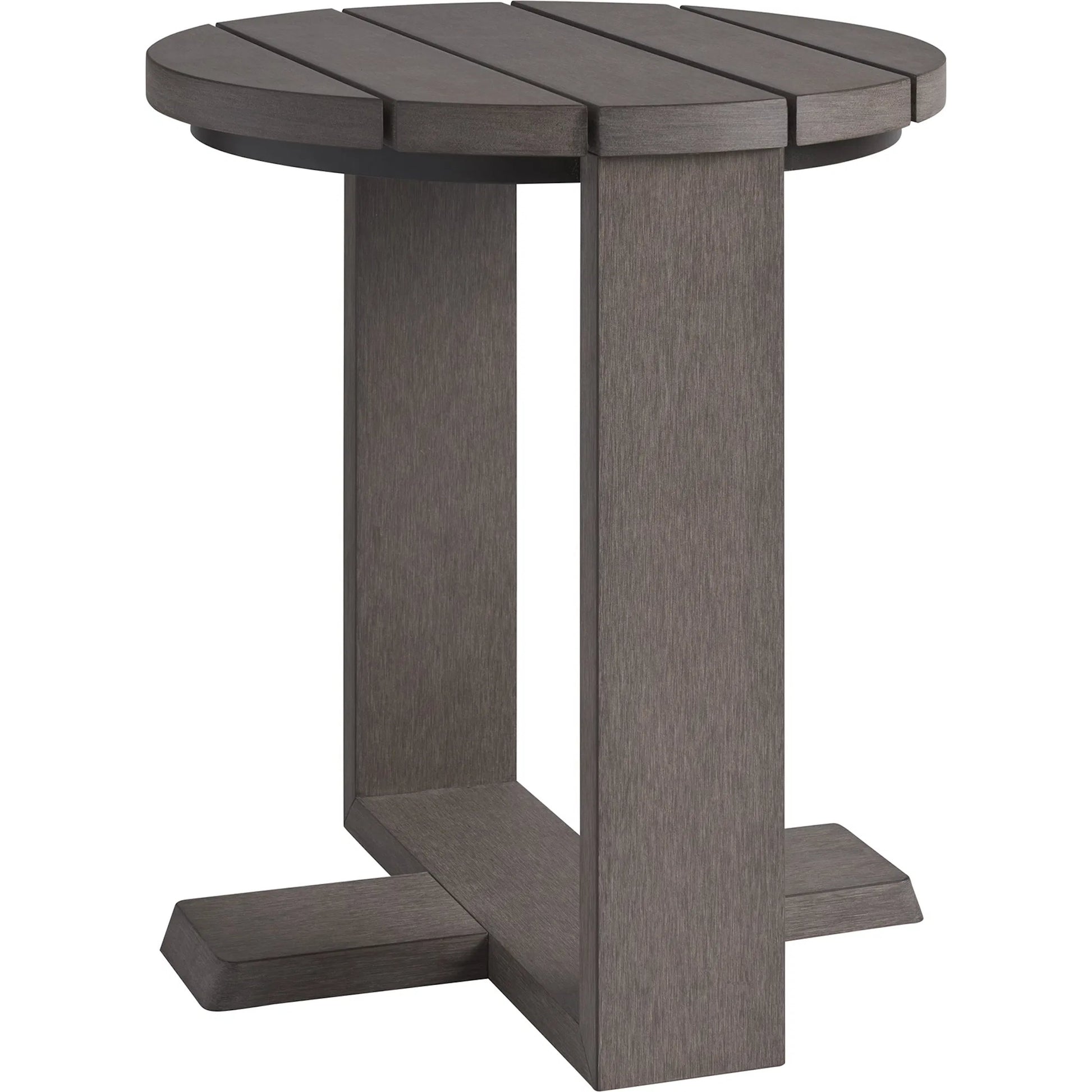 Mozambique Round Side Table by Tommy Bahama Outdoor in taupe gray. Made from unique in a transitional style.