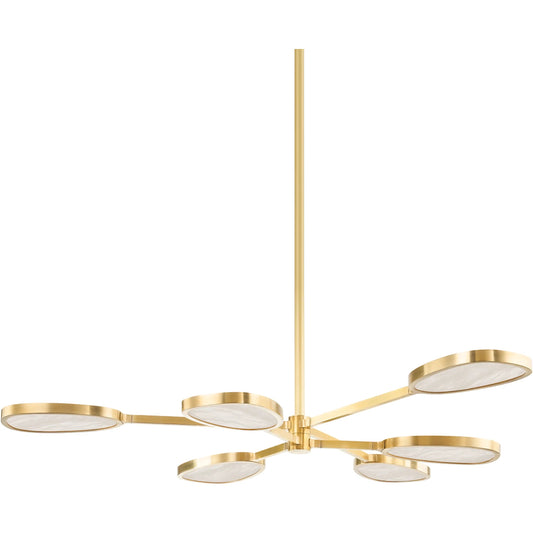 Patras Chandelier by Corbett. Made from brass in a modern style.