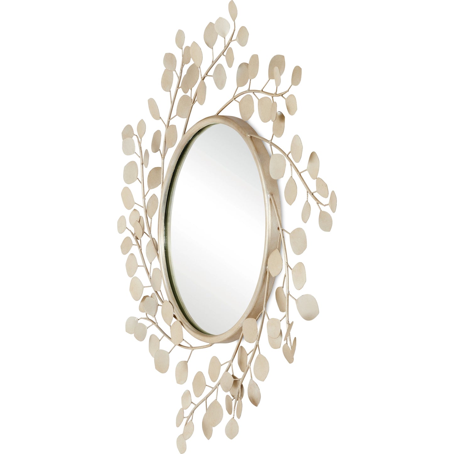 002 SI-2133994 | Additional Silo | Lunaria Mirror by Currey and Company in contemporary silver leaf, mirror. Made from wrought iron, glass in a modern style.