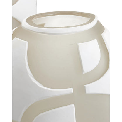 Art Decortif Vase Set by Currey and Company in opaque white, clear matte. Made from glass in a modern style.