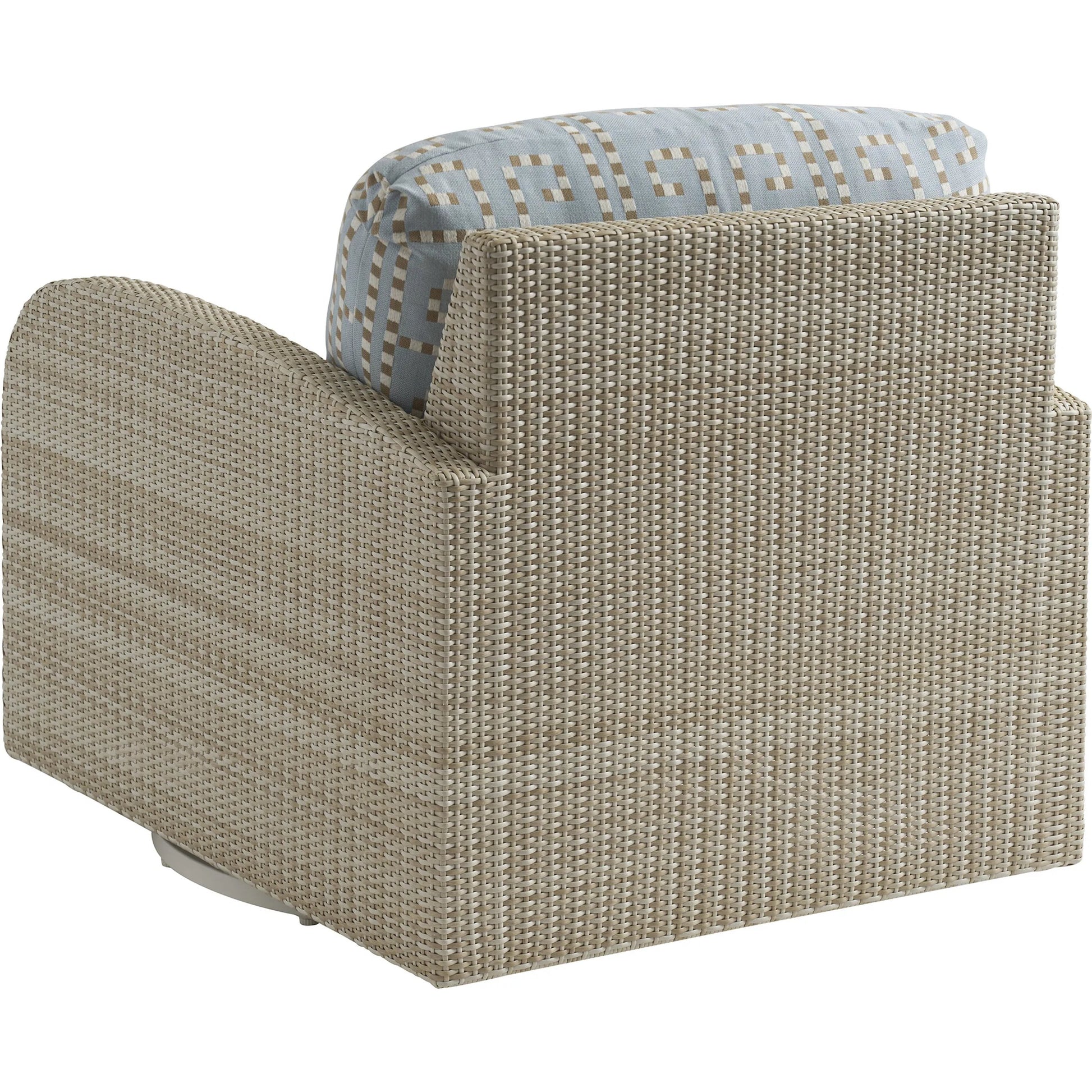 Sand Dune Swivel Lounge Chair by Tommy Bahama Outdoor in tan. Made from all-weather wicker in a unique style.