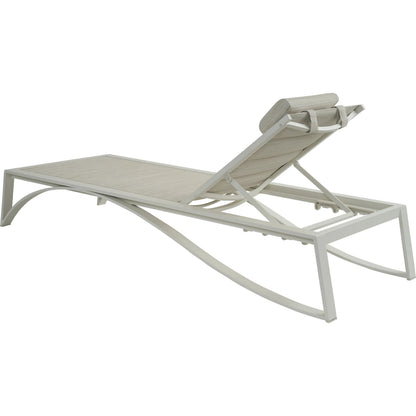 Sand Dune Chaise by Tommy Bahama Outdoor in white. Made from all-weather wicker, aluminum in a unique style.