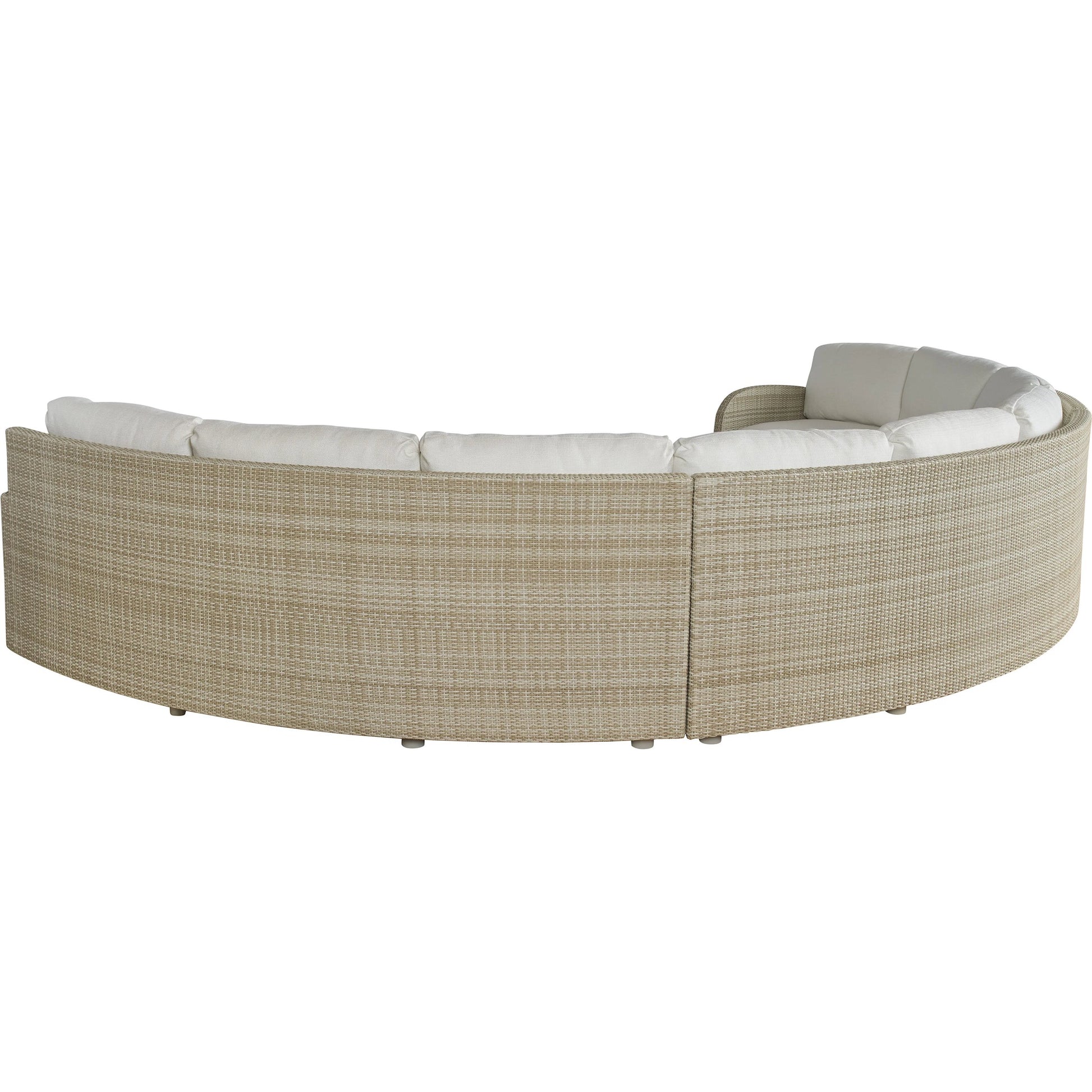 Sand Dune Sectional by Tommy Bahama Outdoor in white, ivory and tan. Made from all-weather wicker in a unique style.