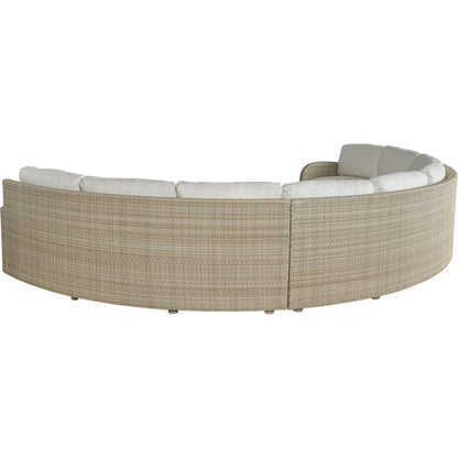 Sand Dune Sectional by Tommy Bahama Outdoor in white, ivory and tan. Made from all-weather wicker in a unique style.