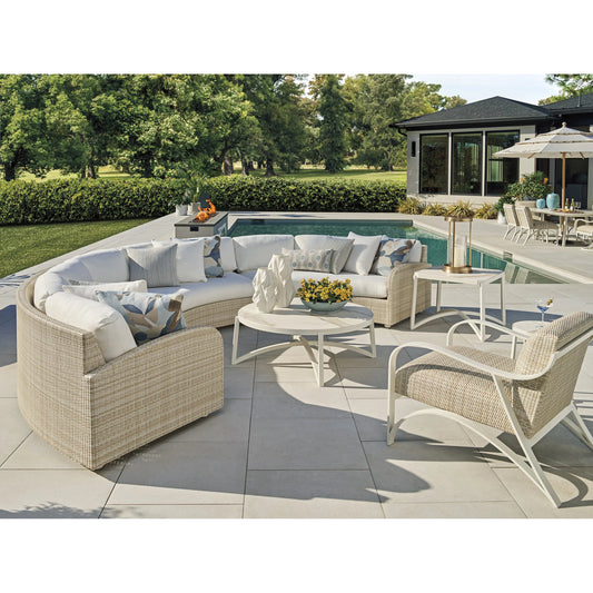 Sand Dune Square End Table by Tommy Bahama Outdoor in white. Made from stone, aluminum in a unique style.