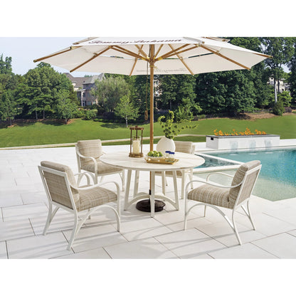 Sand Dune Round Dining Table by Tommy Bahama Outdoor in white. Made from stone, aluminum in a unique style.