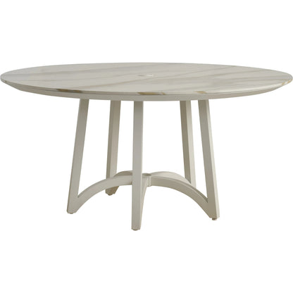 Sand Dune Round Dining Table by Tommy Bahama Outdoor in white. Made from stone, aluminum in a unique style.
