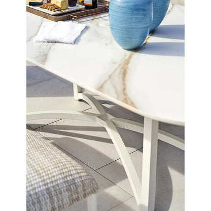 Sand Dune Rectangular Dining Table by Tommy Bahama Outdoor in white. Made from stone, aluminum in a unique style.