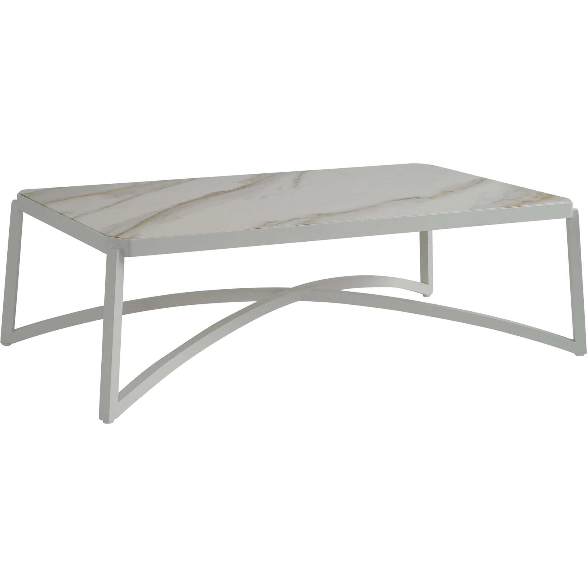 Sand Dune Rectangular Cocktail Table by Tommy Bahama Outdoor in white. Made from stone, aluminum in a unique style.