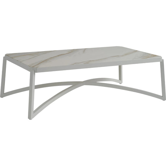 Sand Dune Rectangular Cocktail Table by Tommy Bahama Outdoor in white. Made from stone, aluminum in a unique style.