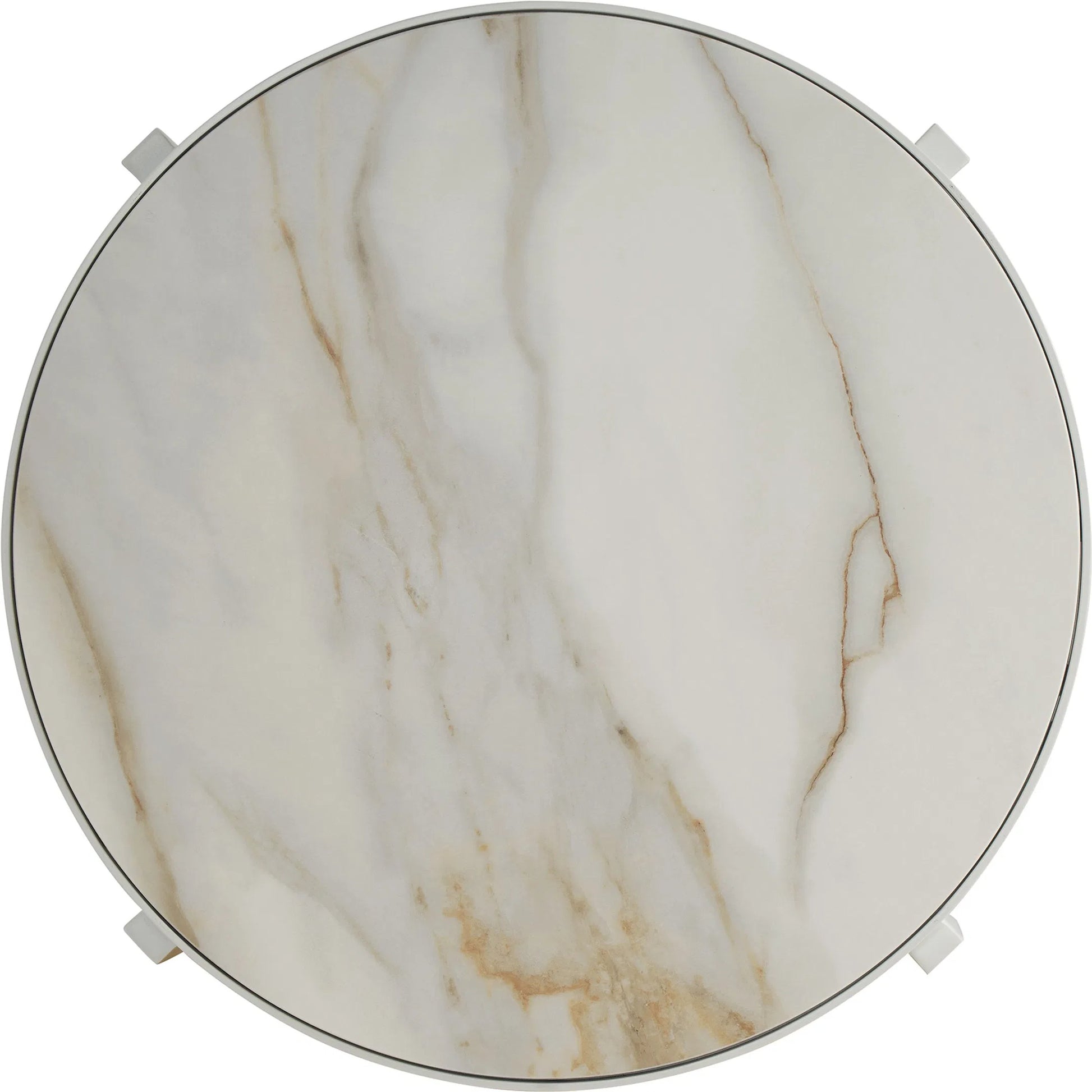 Sand Dune Round End Table by Tommy Bahama Outdoor in white. Made from stone, aluminum in a unique style.