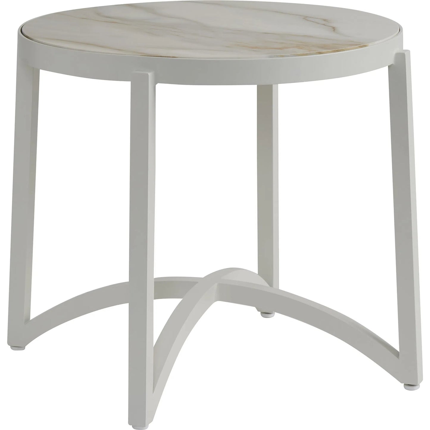 001 SI-2540674 | Primary Silo | Sand Dune Round End Table by Tommy Bahama Outdoor in white. Made from stone, aluminum in a unique style.