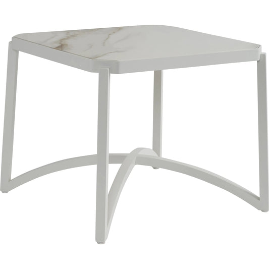 Sand Dune Square End Table by Tommy Bahama Outdoor in white. Made from stone, aluminum in a unique style.