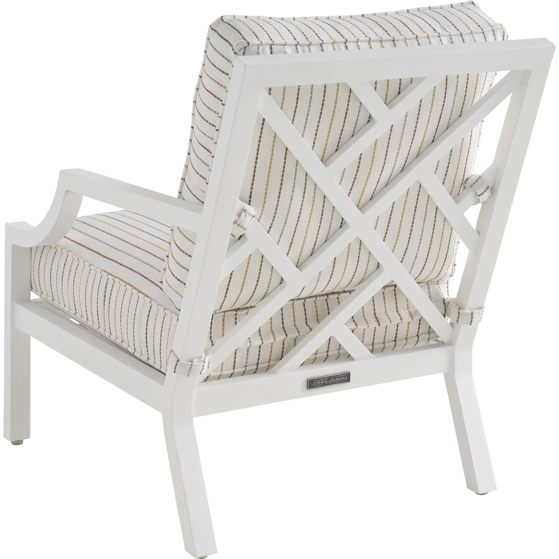 Island Classic Lounge Chair by Tommy Bahama Outdoor in white, ivory and white. Made from aluminum, fabric in a unique style.