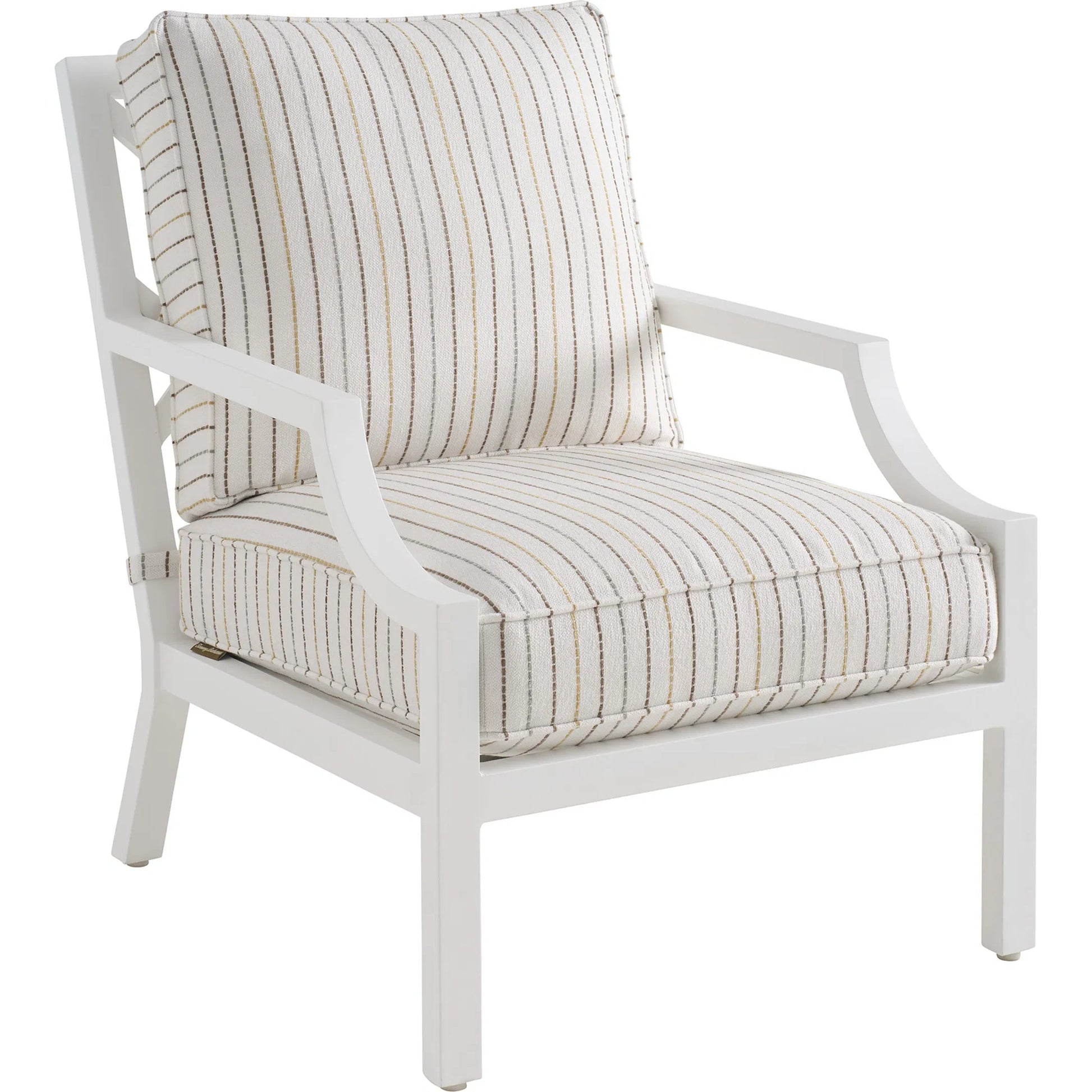 Island Classic Lounge Chair by Tommy Bahama Outdoor in white, ivory and white. Made from aluminum, fabric in a unique style.