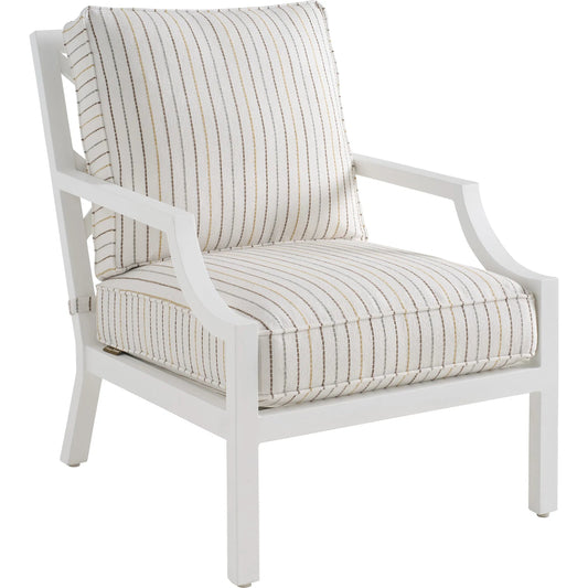 Island Classic Lounge Chair by Tommy Bahama Outdoor in white, ivory and white. Made from aluminum, fabric in a unique style.